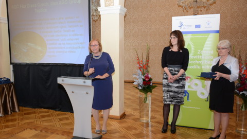 Děkovná řeč zástupkyně firmy AGC Flat Glass Czech, a.s., člena AGC Group
